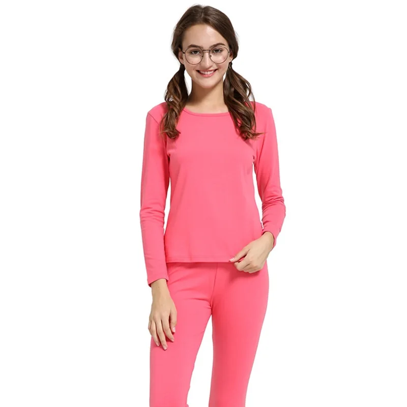 OMHXZJ wholesale 7 colors to choose unisex winter O-neck thin thermal underwear warm couples sets solid long johns LJ08 | Женская одежда