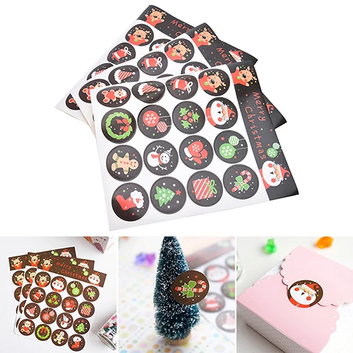 

48pcs/3Sheets Scrapbooking Kraft Sticker Cookie/Cake/Gift Labels Stickers Party Seal Sticker Merry Christmas Gift DIY