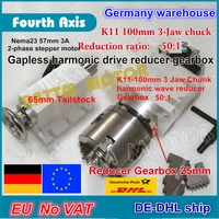 de shipfree vat 4th rotary axis gapless harmonic reducer gearbox 3 jaw k11 100mm dividing headtailstock for cnc router machine