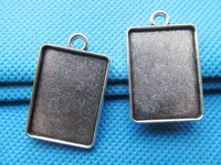 free shipping 100pcs antique silverbronze rectangle base setting pendant18mmx25mm cabochoncameo tray bezeldouble same side
