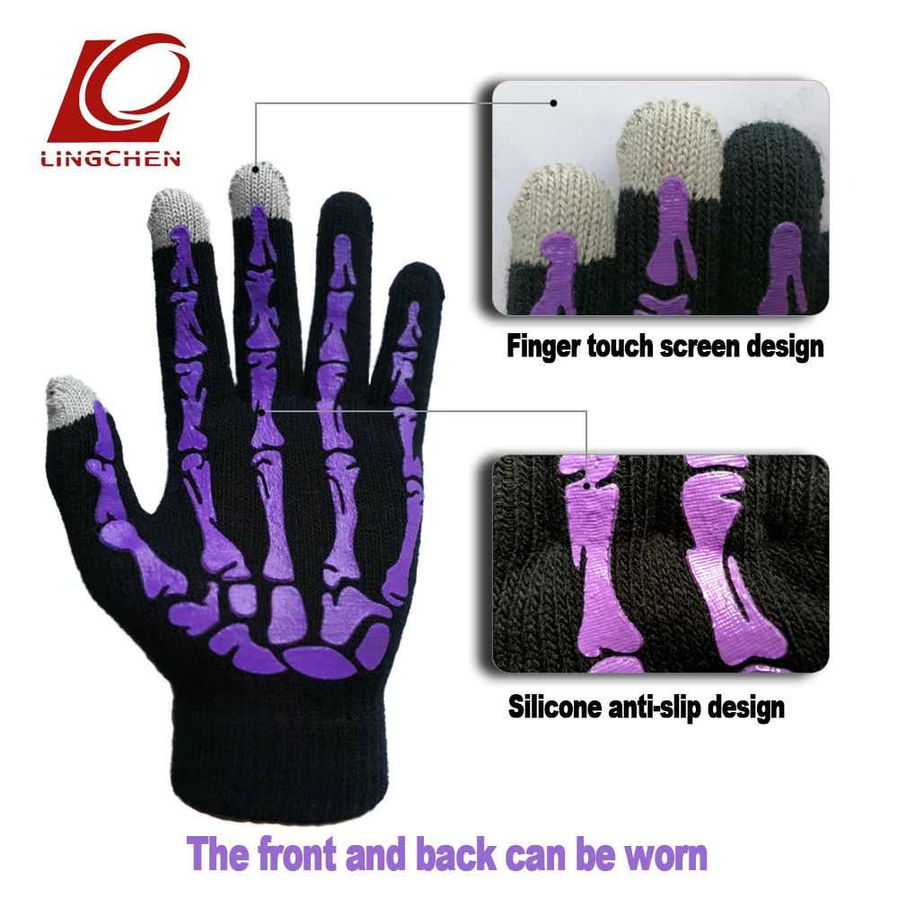 Новинка 2018 модные трендовые перчатки с сенсорным экраном в виде скелета унисекс