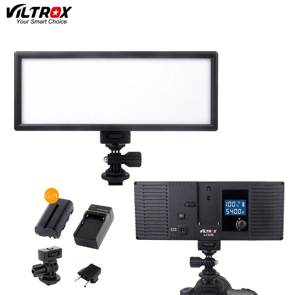 Viltrox L132B светодиодный светильник для видео ультра тонкий ЖК-дисплей Диммируемый студийный светодиодный светильник лампа панель для DSLR камеры DV видеокамеры+ батарея