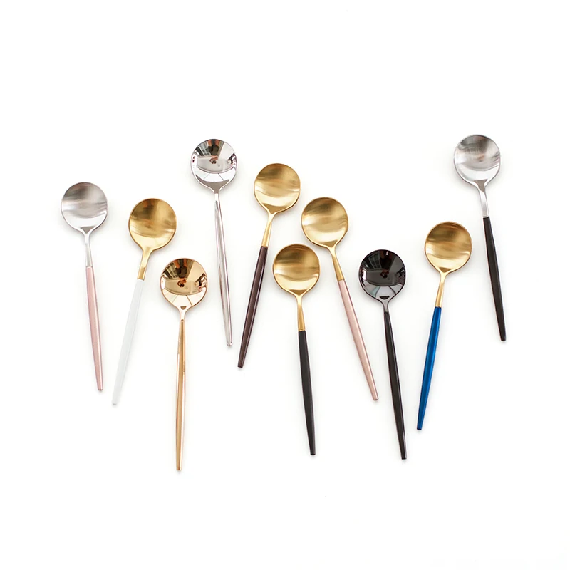 1Pcs Luxury Stainless Steel Coffee Spoons Ice Cream Candy Teaspoon Kitchen Supplies Tableware 18 Colors Electroplate | Дом и сад