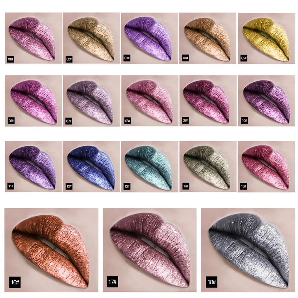 Pudaier 18 Colors 5ml Glitter Metallic Lip Gloss Makeup Liquid Lipstick Waterproof Long Lasting Moisturizing Lipgloss | Красота и