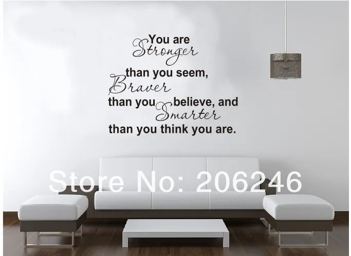 

Characters "You Are Stronger Than You Seem" Vinyl Wall Sticker Art Decals Home Decor
