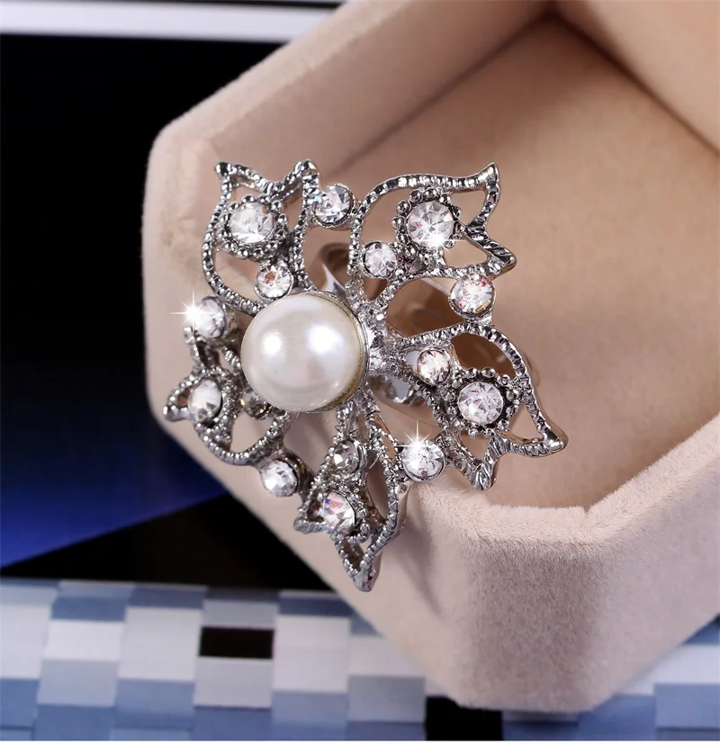 Модная дама яркий камень кольца круглый белый имитация перл ювелирные изделия