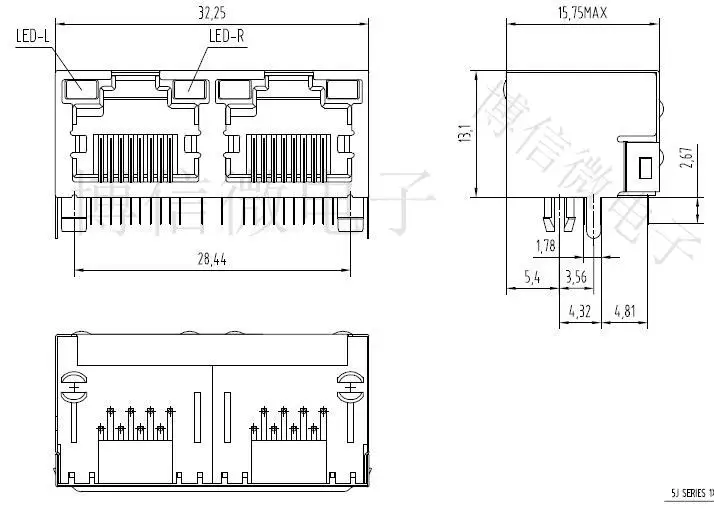 RJ45 56/8P8C 1*2 сетевой интерфейс с ламповой лентой экранированный 5 шт./лот |