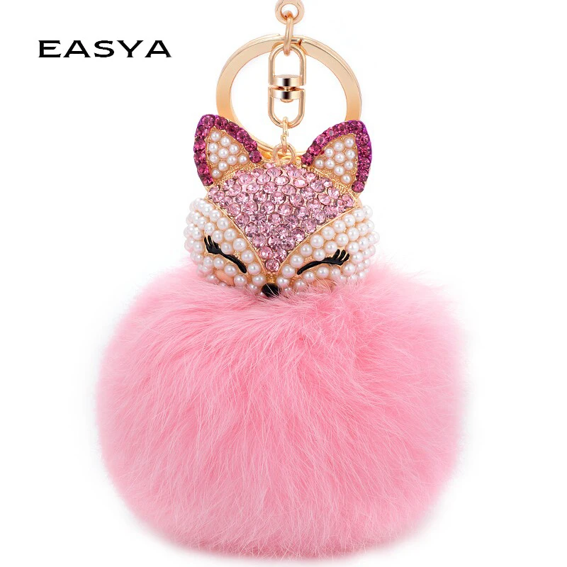 Брелок для ключей EASYA в виде милой лисы с помпоном|ball keychain|bag pendantcharm keyring |