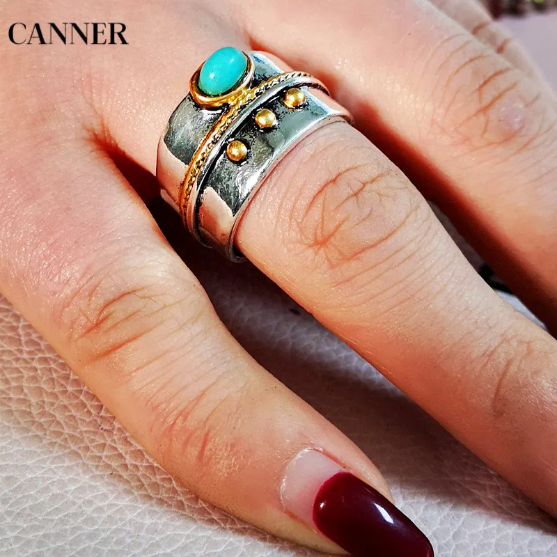 Кольцо Canner винтажное мужское классическое зеленое с бисером на палец в стиле