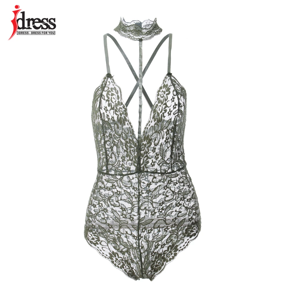 Женское Кружевное боди IDress без рукавов с глубоким треугольным вырезом для