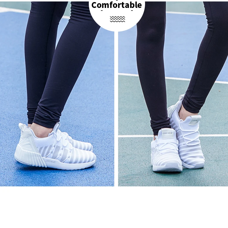 ONEMIX Women Running Shoes Sneakers Comfortable Knitting Sports Shoes White Increasing Height Platform Casual Shoes for Women