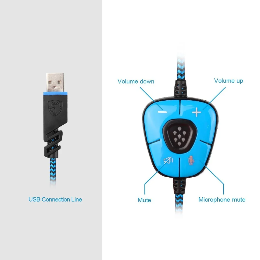 Sades SA902 SA 902 игровая гарнитура 7 1 объемные USB наушники с микрофоном шумоподавляющий
