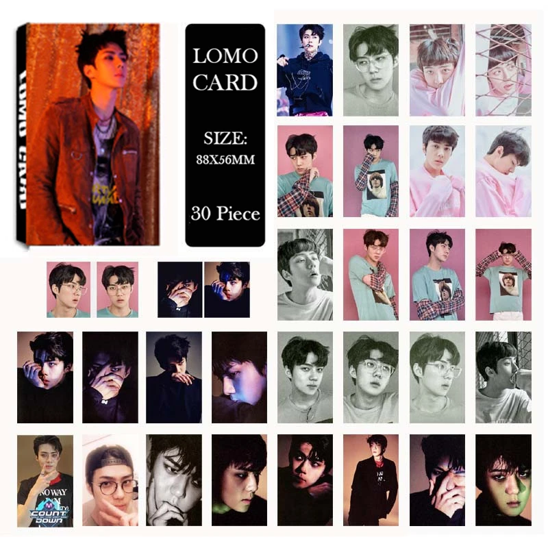 Альбом KPOP EXO SEHUN LOMO Cards K-POP новая мода самодельные бумажные фото карты HD фотокарты 30