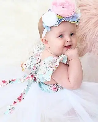 Модная одежда для новорожденных девочек цветочное Тюлевое платье вечерние