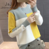 jocoo jolee women patchwork thick warm sweater female long sleeve o neck korean harajuku knitted pullover casual jumpers 2019