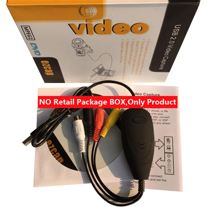EZCAP захват видео через USB аудио, конвертер VHS в DVD производитель, захват аналогового видео от VHS, 8 мм, видеокамера к ПК, Win10