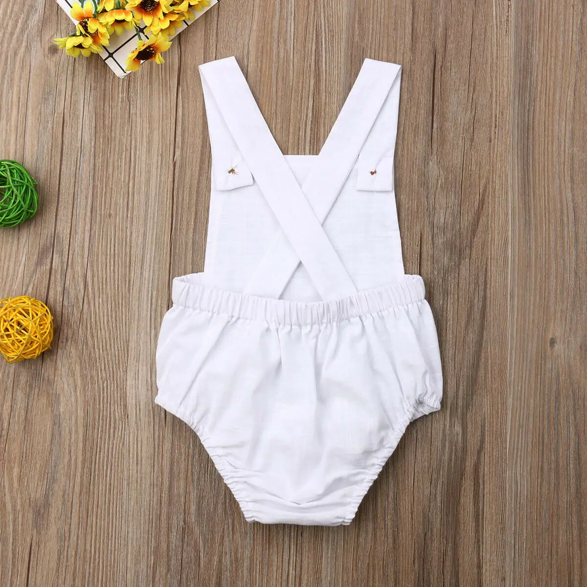 Stripe Buttons Up Sleeveless Straps Baby Rompers |