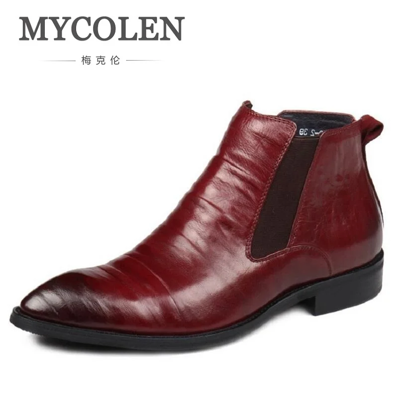 MYCOLEN/мужские зимние кожаные ботинки мужские уличные резиновые удобная обувь в