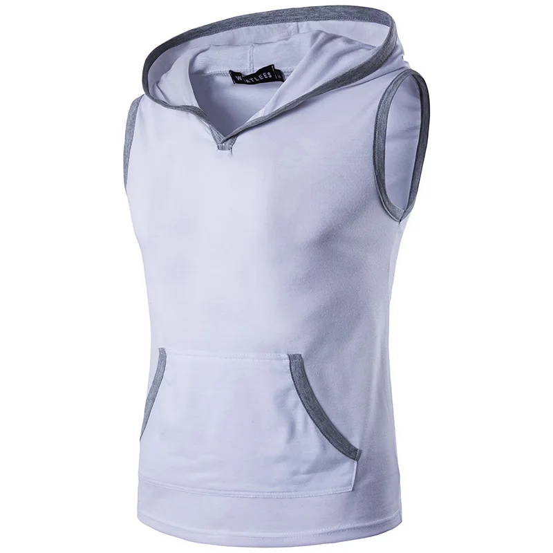 Sleeveles Толстовка Кофты для Мальчиков Мужчины 2017 Новая Мода Марка Твердые Хлопка с