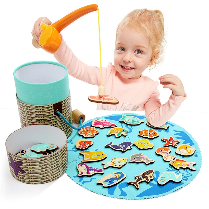 2018 New Wooden Magnetic Fishing Toys Set With A Creel Game Kids Gifts For 2+ Years Old Intelligence Development | Игрушки и хобби