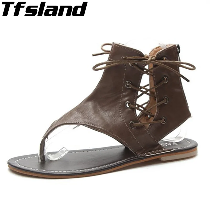 Women Vintage Sandals Summer Walking Shoes Gladiator Flip-Flops For Beach Leather Flat Sandalias Mujer | Спорт и развлечения