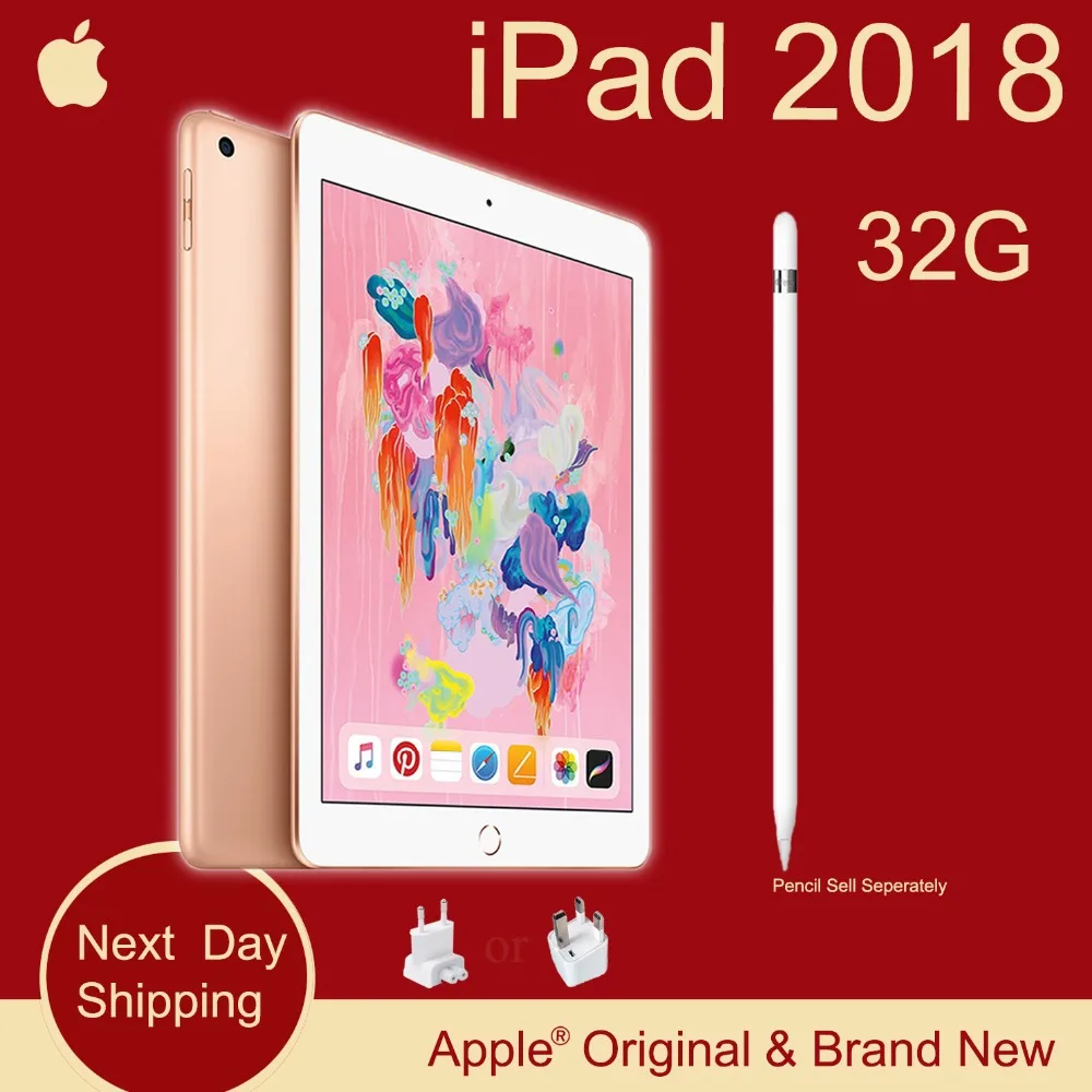 Новый Apple iPad 2018 (6th поколения) 32G 9 7 retina Дисплей A10 Fusion чип Facetime 8MP сзади Камера 0 46 кг
