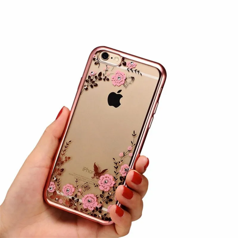 Прозрачный чехол для iPhone 6 6S 7 Plus 8 Роскошные Алмазный Обложка ТПУ силиконовое