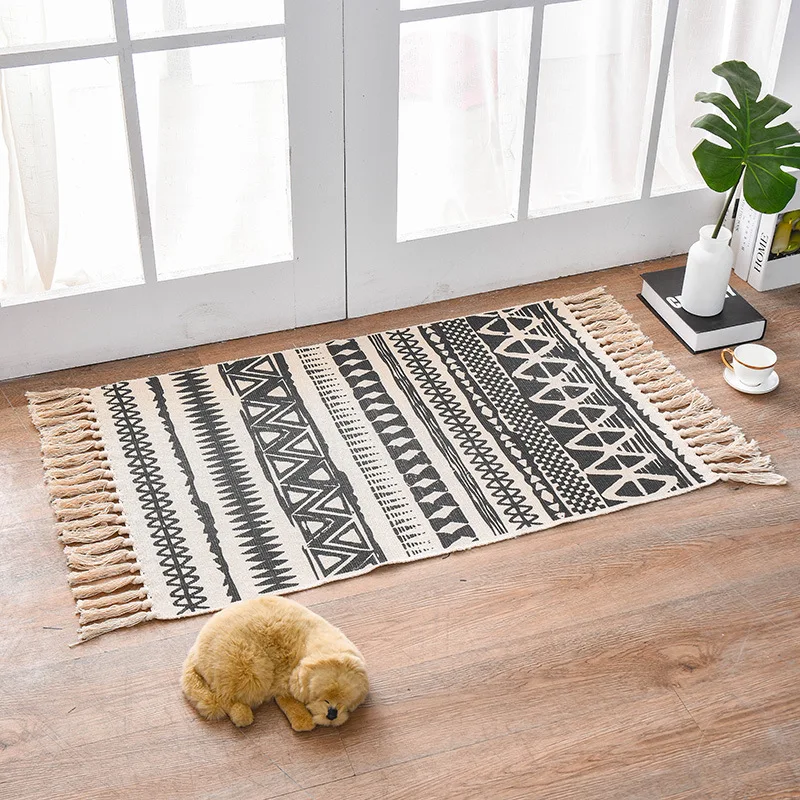 9 Morroco Carpet For Living Room Bedroom Rug Cotton Tassels Sofa Dyed Table Ruuner Bedspread Tapestry Home Decoration 60X90cm size - Цвет: 9