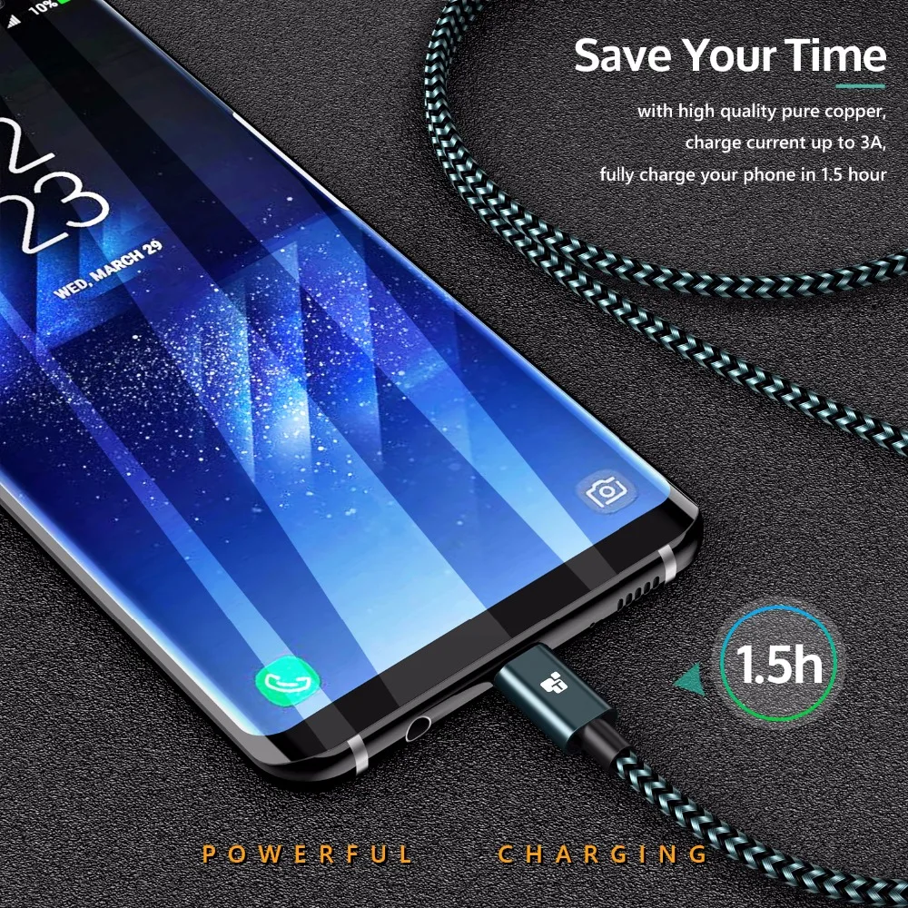 5V 2A Micro USB Cable TEGEM Fast Charger Data Nylon Braided Mobile Phone For Samsung HTC Huawei | Мобильные телефоны и