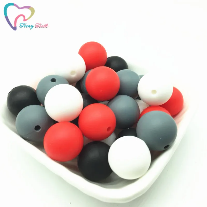 Teeny Teeth 40 PCS White Red Round 12 MM Baby Teething Beads BPA Free Mordedor Perle Silicone Dentition For Necklace Making | Украшения и