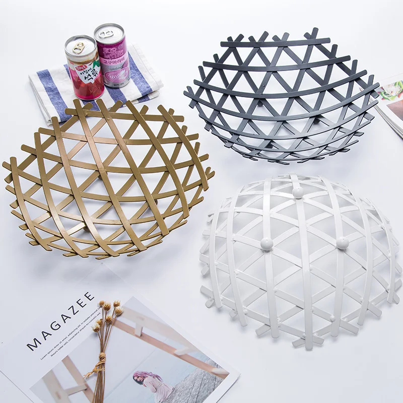 Nordic Iron Fruit Storage Basket Large Nest Type Holder Creative Fashion Living Room Minimalist Decor | Дом и сад