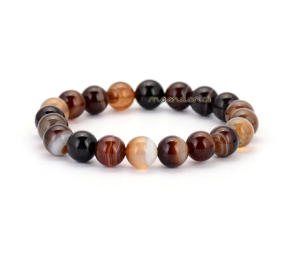 Мужчины Браслеты 10 ММ Полоску Агат Эластичные Стретч Из Бисера Европейский