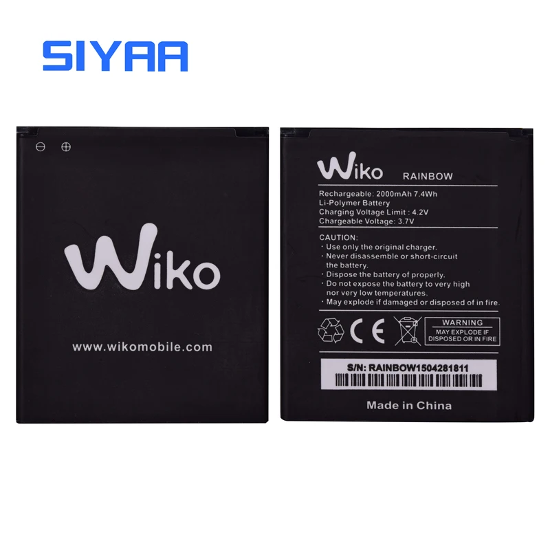 Оригинальный аккумулятор для телефона SIYAA Rainbow Wiko 2000 мАч высокая емкость сменный