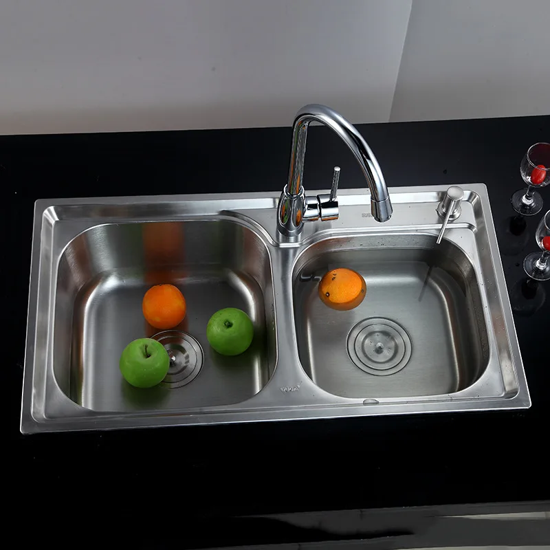 304 двойная раковина из нержавеющей стали для кухни оптовая продажа толстая