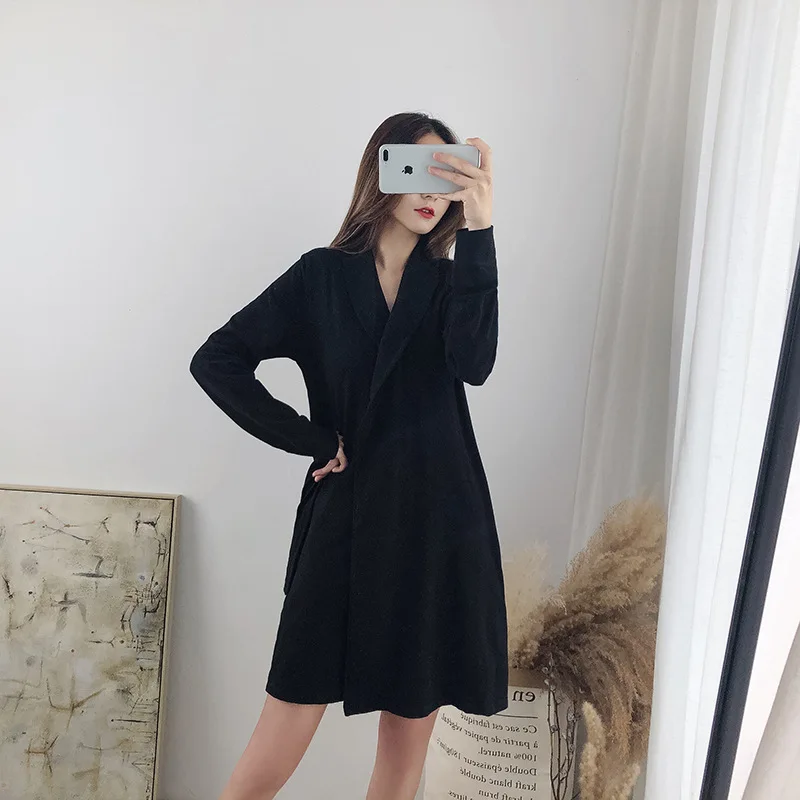 Spring Summer New Cotton Nightgown Women's Long-sleeved Tie Bathrobe Large Size Home Clothes Woman Cloak Black Sleepwear