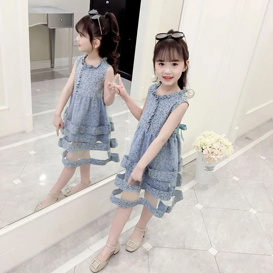 Платье для девочек летнее пляжное платье с цветочным рисунком нарядное без