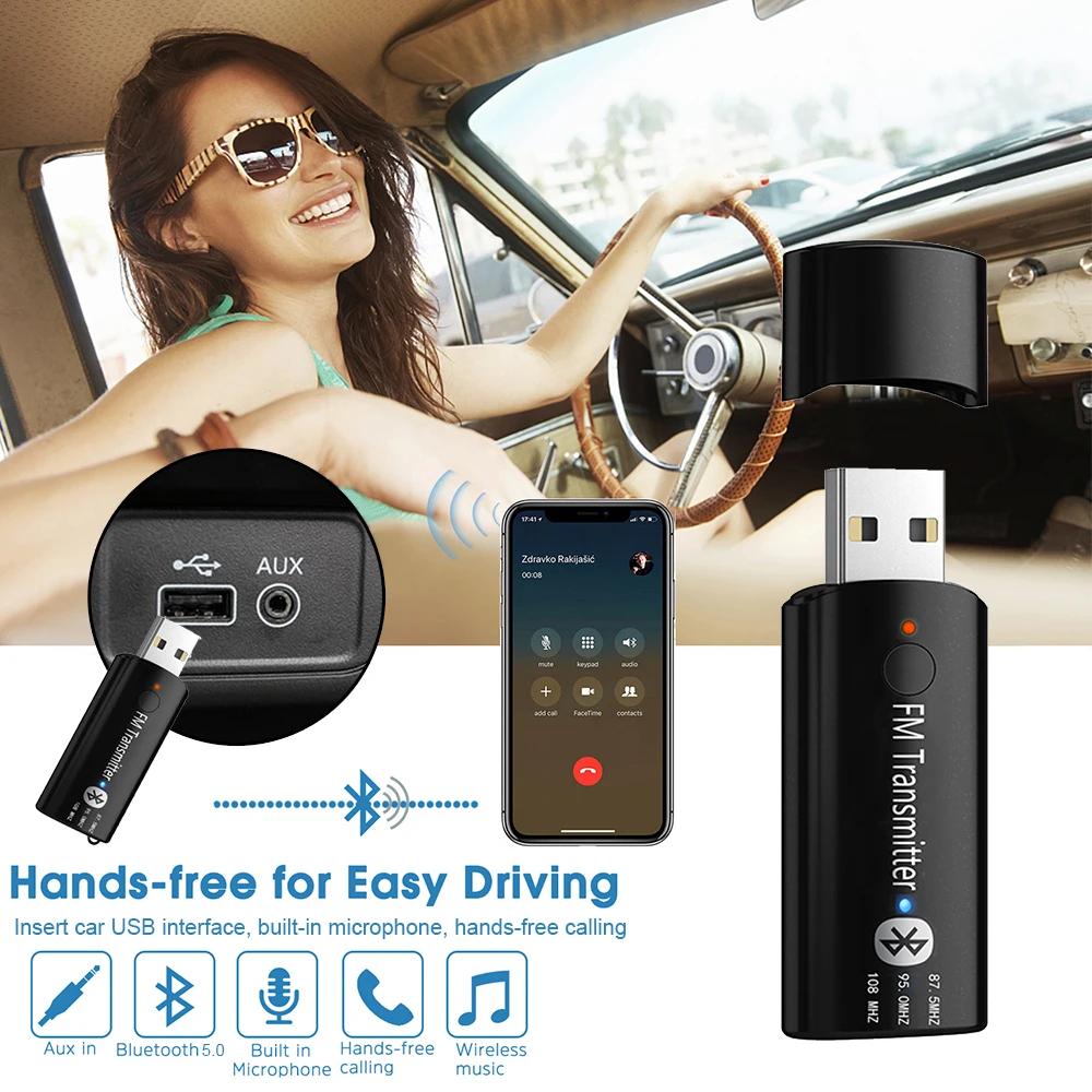 Беспроводной адаптер HEVARAL USB FM передатчик для автомобиля комплект громкой связи