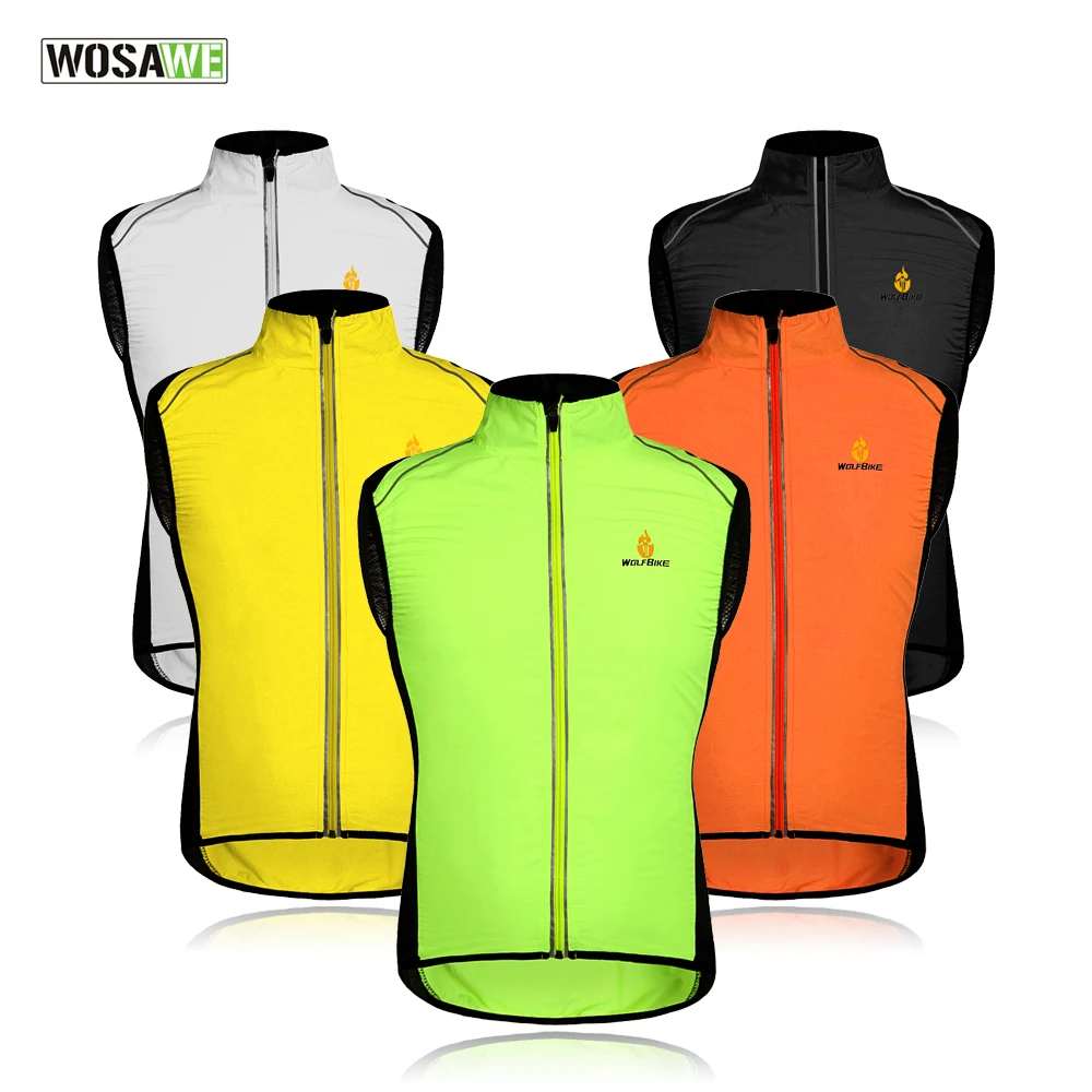WOSAWE Windproof Cycling Jackets Men Women Riding Waterproof Bicycle Clothing Bike Long Sleeve Jerseys Sleeveless Vest Wind Coat