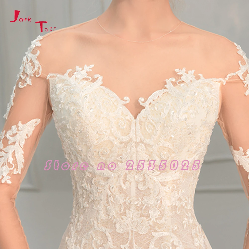 New Arrival Vestido de Novia Sirena Appliques Tulle White Mermaid Wedding Dress Long Sleeve Zipper Back Vestidos Casamento | Свадьбы и