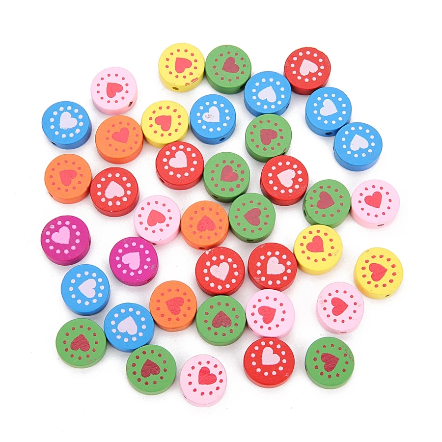 SAUVOO 50pcs Mixed Colors Natural Wooden Beads 16mm Painted Loose Spacer for Kid Bead DIY Jewelry Making Findings | Украшения и