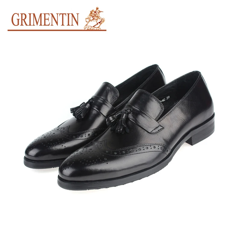 GRIMENTIN/итальянская мужская обувь слипоны из натуральной кожи коричневая деловая с