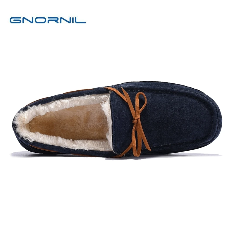 GNORNIL/ г.; теплые зимние мужские мокасины с мехом; Высококачественная обувь на плоской подошве; Мужская обувь из натуральной кожи; модные Лоферы без застежки на мягкой подошве