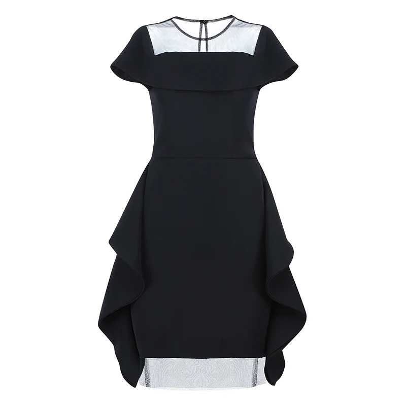 Женское Сетчатое мини платье Max Spri Черное вечернее трапециевидной формы с