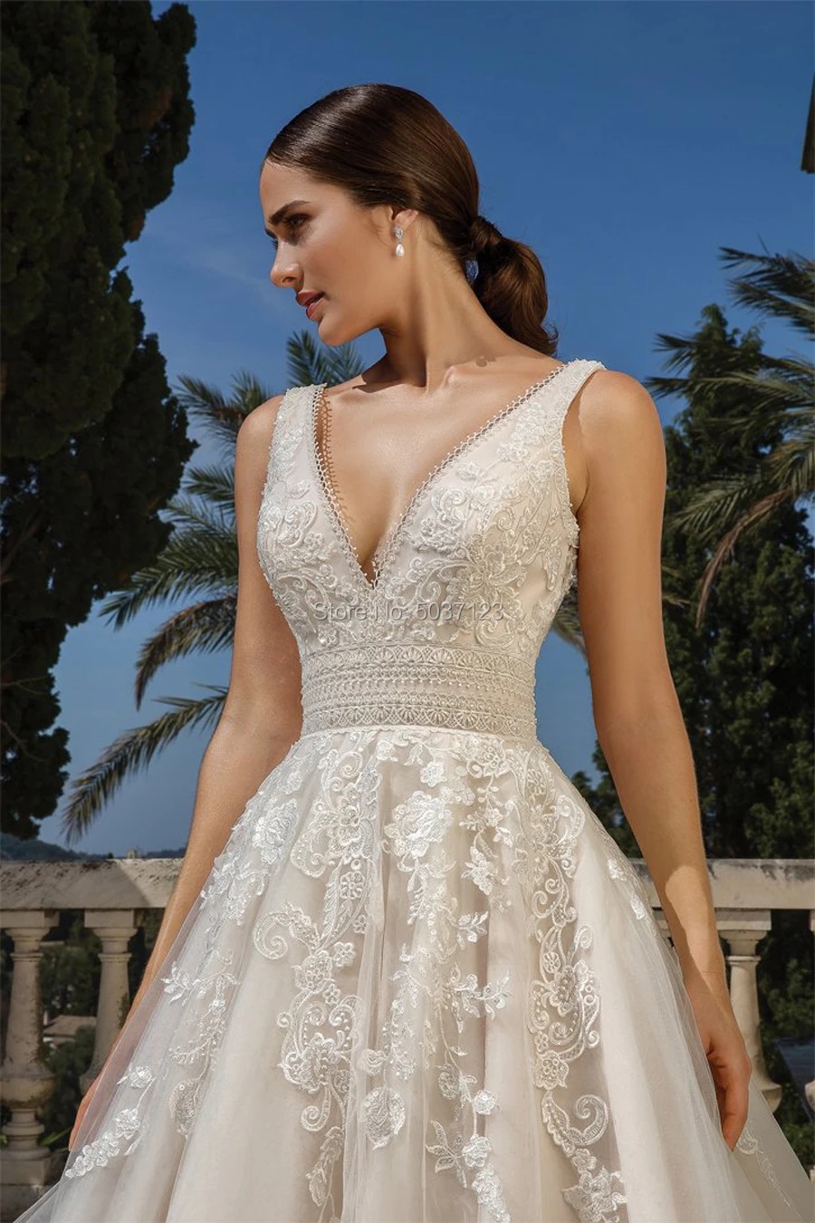 Изысканные свадебные платья трапециевидной формы Vestido De Noiva с двойным v образным