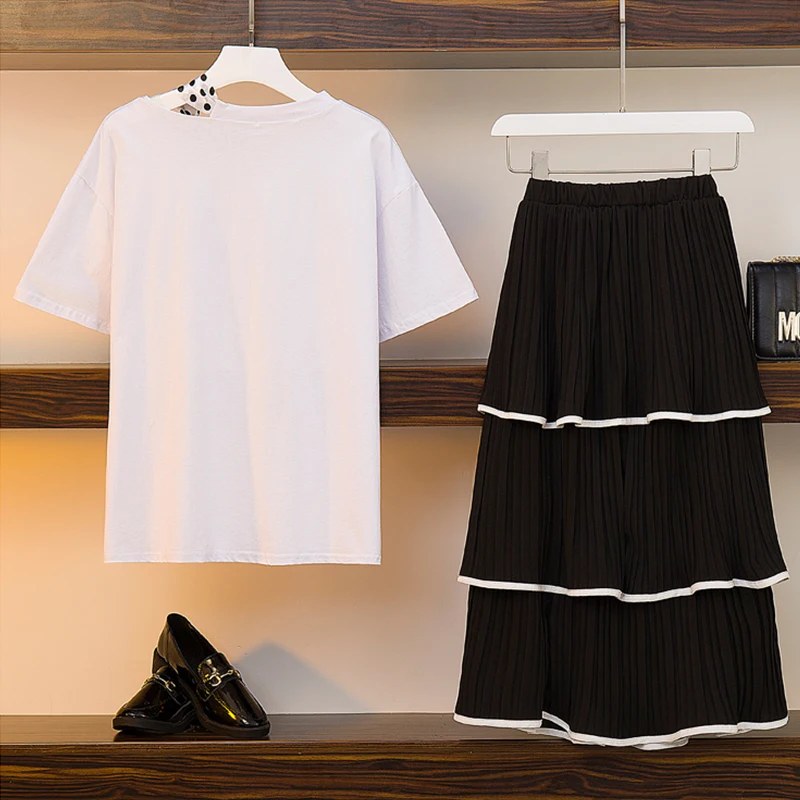 Trytree Лето Женский костюм из двух предметов повседневное точка лук ленты топ + юбка