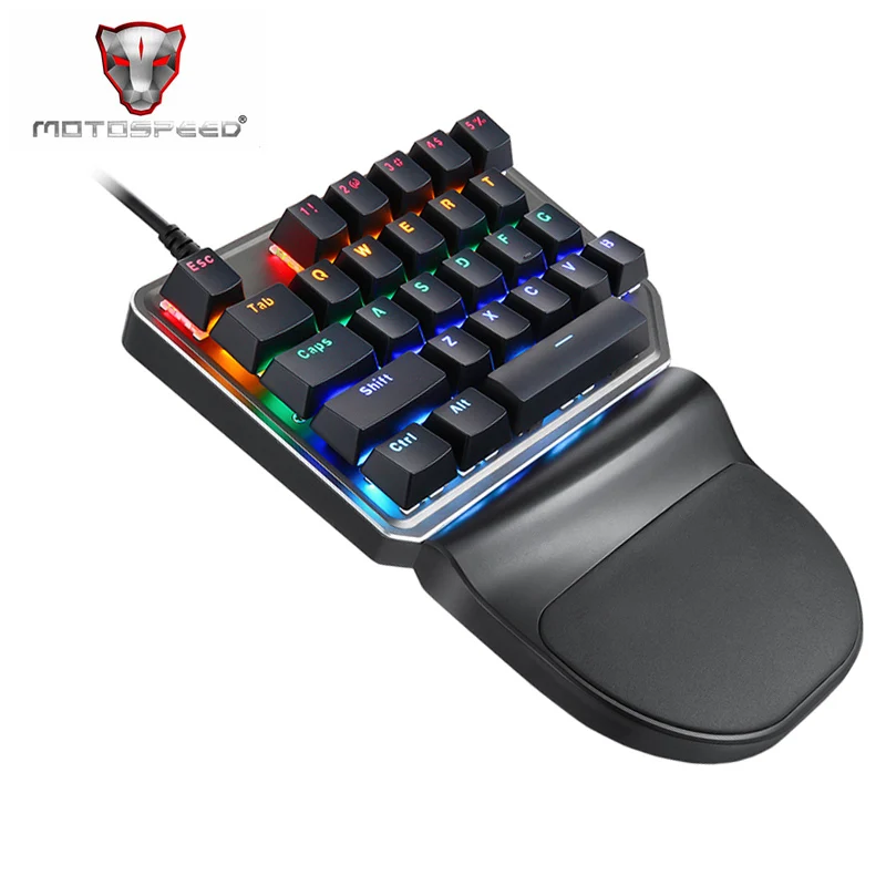 Механическая клавиатура Motospeed K27 V30 с 27 клавишами, игровая клавиатура с одной рукой и подсветкой 3500 dpi, набор для мыши для компьютера и ноутбука