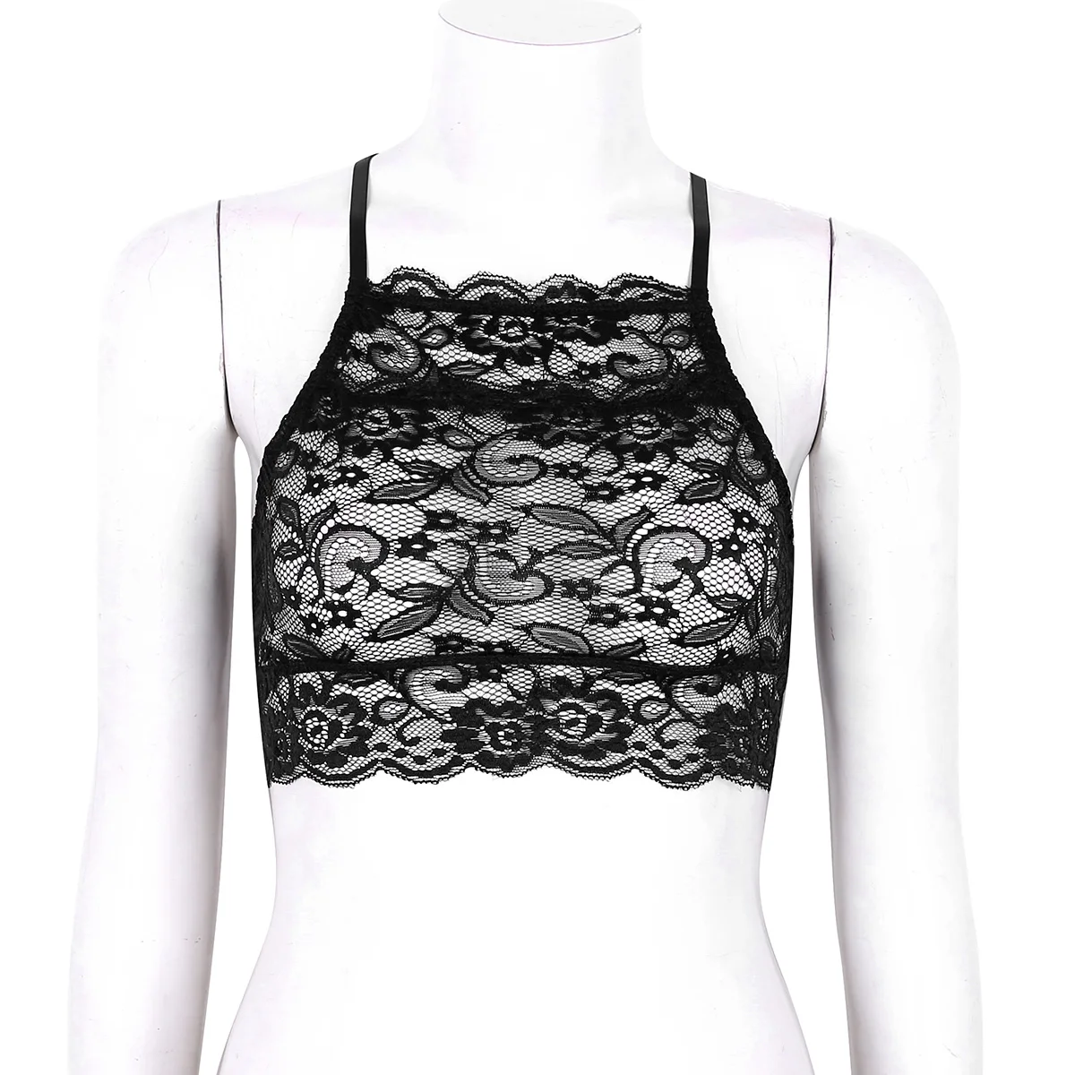 Женский укороченный топ TiaoBug на бретелях спагетти прозрачные короткие топы с