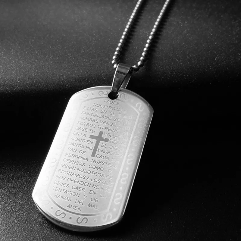 Ожерелье с подвеской Jesus Cross Bible из нержавеющей стали серебряное для женщин и