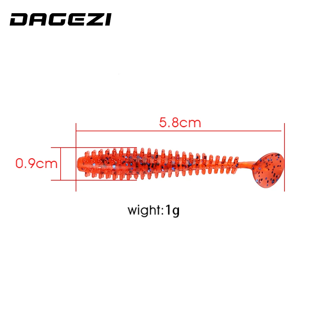 DAGEZI 5 шт./лот Мягкая приманка Swimbaits T tail мягкая рыболовная Jig Head 6 8 см/1 г