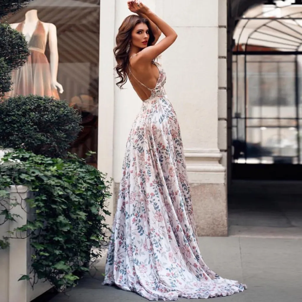 Женское длинное платье на бретельках Boho вечерние женские пляжные платья макси с